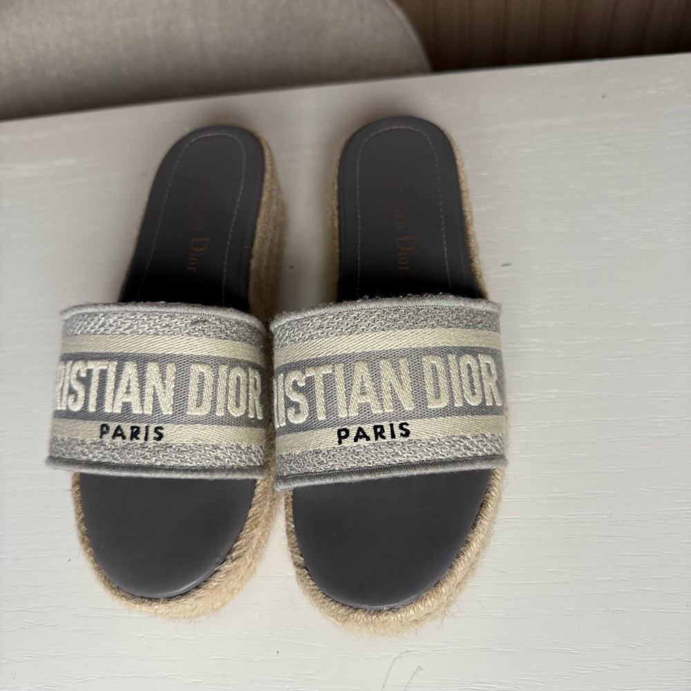 Dior Gray and Cream Sandals
